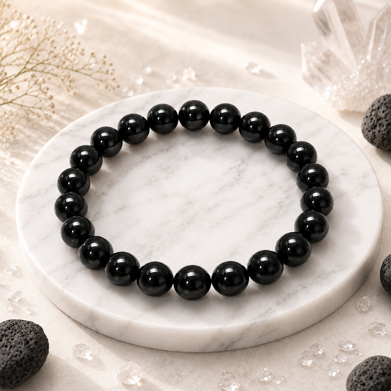 Black Obsidian Bracelet in a premium styled product composition
