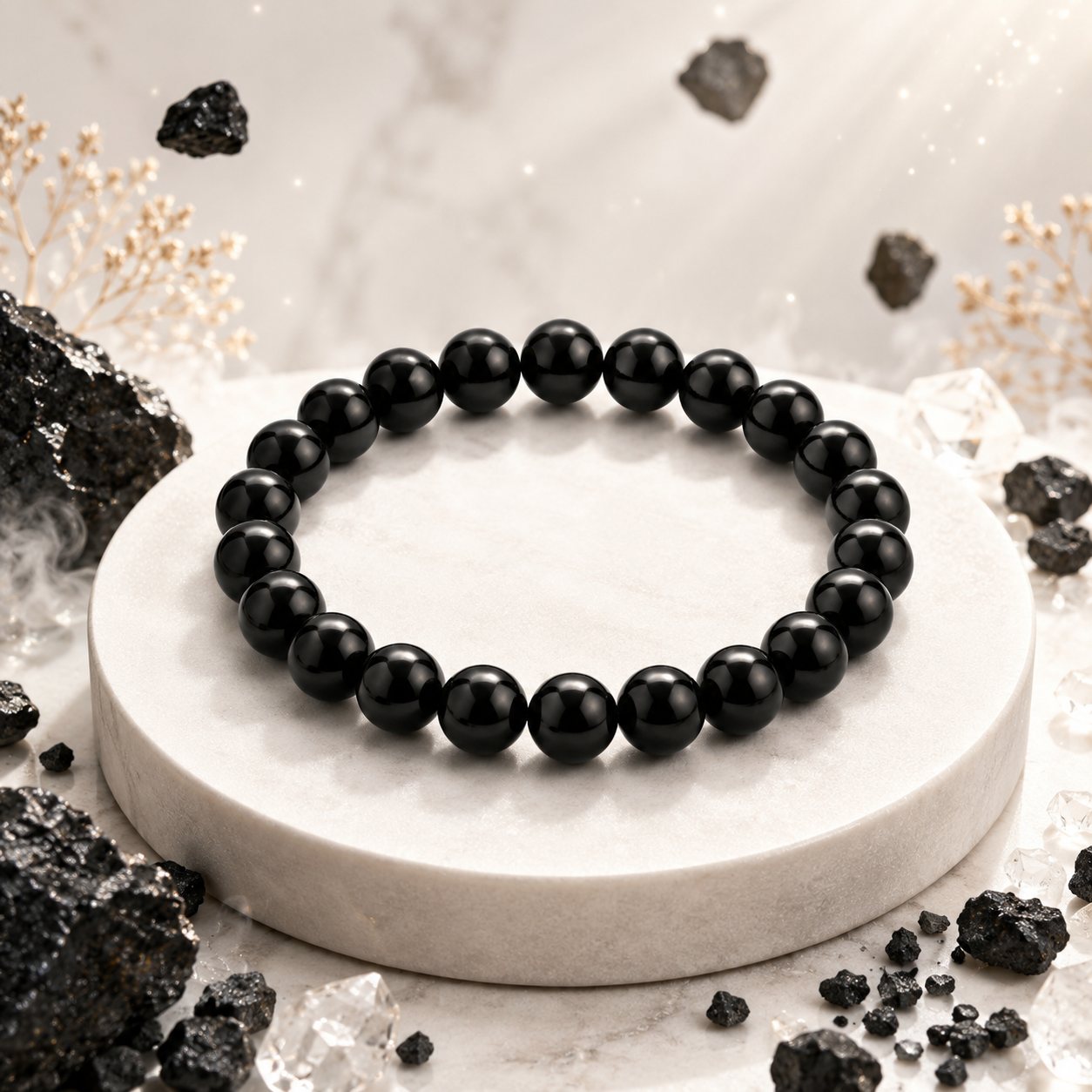 Black Tourmaline Bracelet in a premium styled product composition